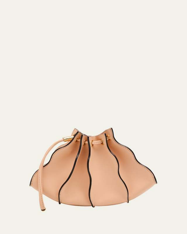 Adria Pleated Wave Leather Wristlet